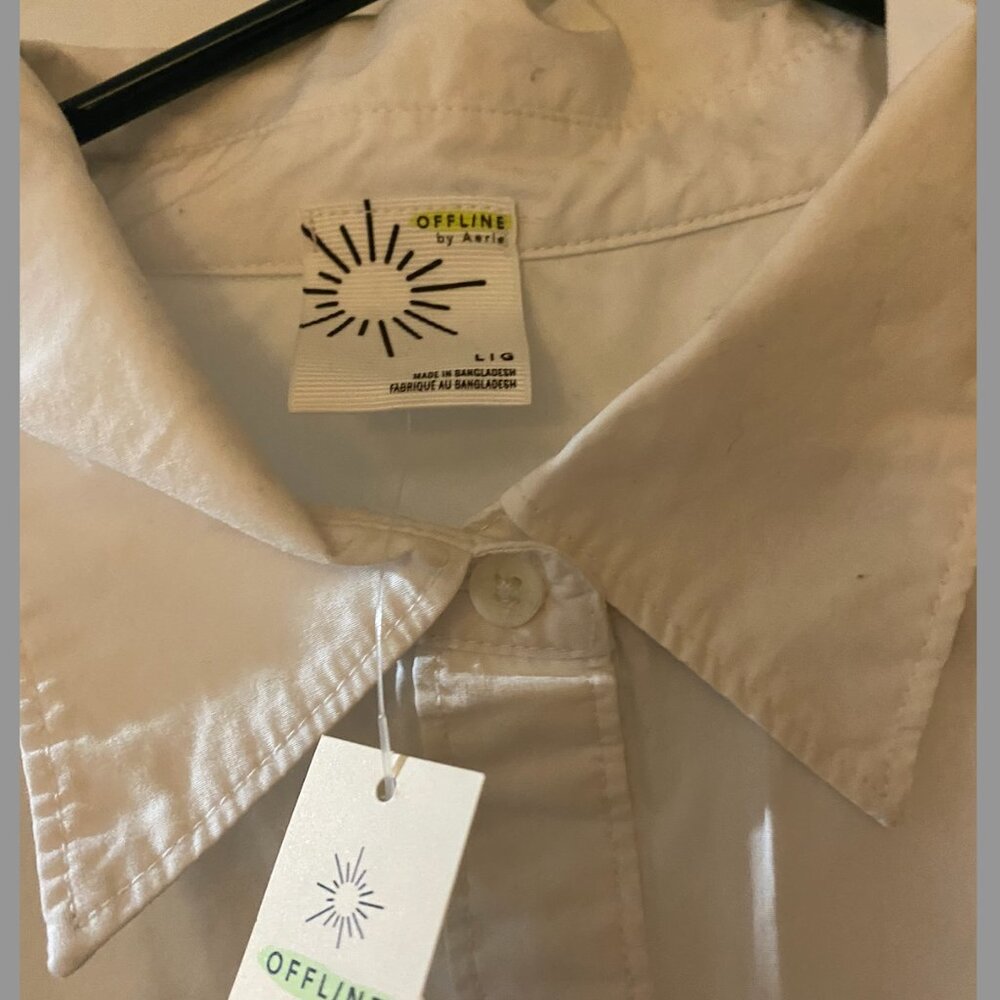 NWT Aerie Plain White Button Up Shirt